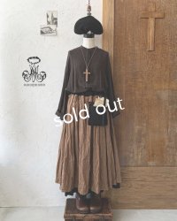 MARCHE' DE SOEUR/二枚仕立ての種蒔きポケットスカート・アンティークブラウン