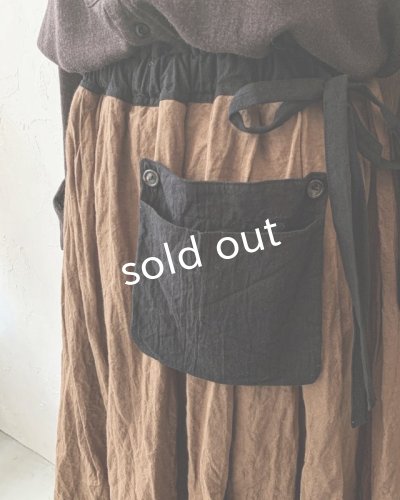 画像4: MARCHE' DE SOEUR/二枚仕立ての種蒔きポケットスカート・アンティークブラウン