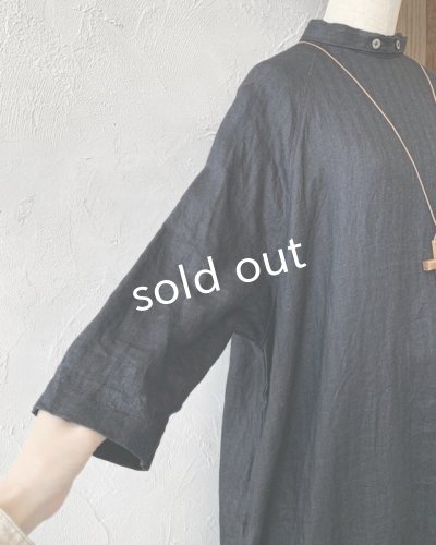 画像5: Reliure／へリンボンリネンワンピース・ネイビーブラック