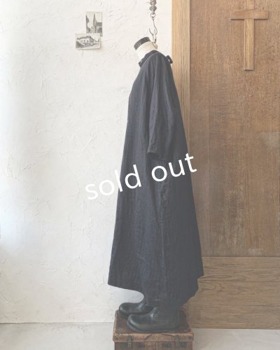 画像7: Reliure／へリンボンリネンワンピース・ネイビーブラック