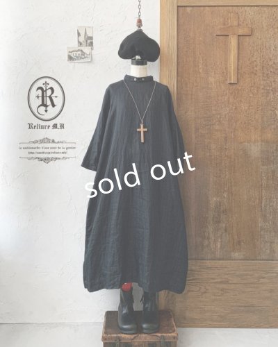 画像3: Reliure／へリンボンリネンワンピース・ネイビーブラック