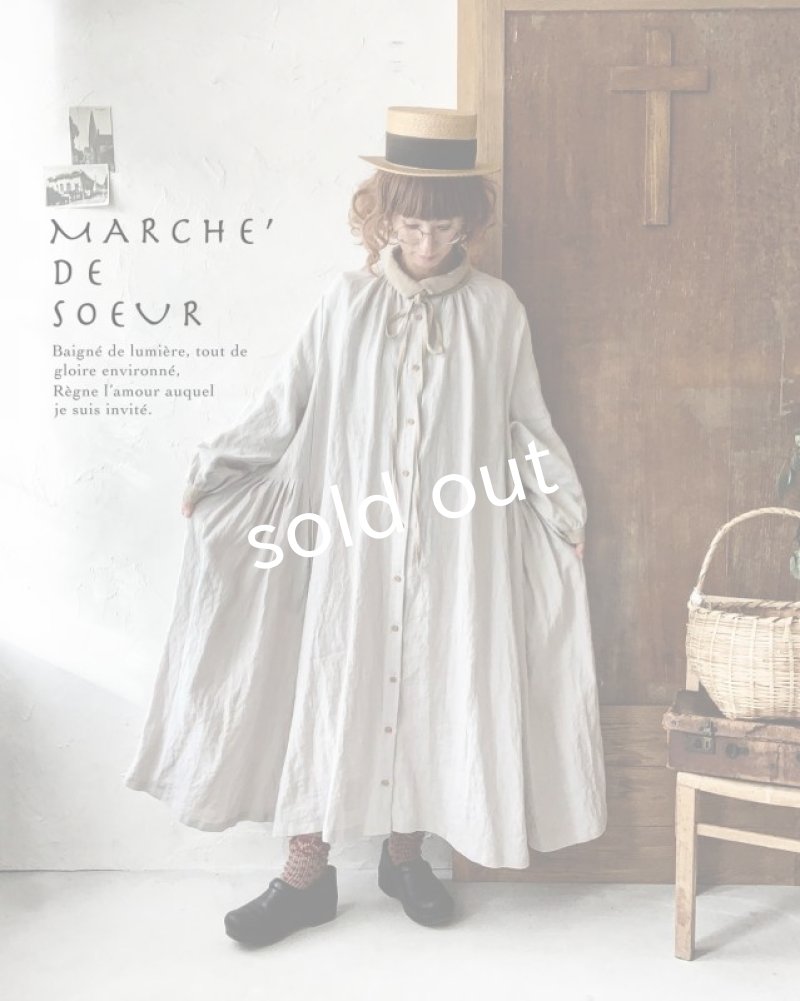画像12: 【アンティークレースコサージュ付き】MARCHE' DE SOEUR／アンのリボンワンピース・アイスグレー (12)