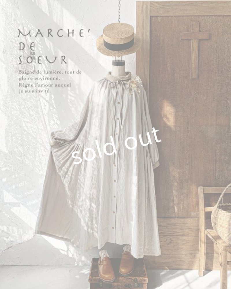 画像4: 【アンティークレースコサージュ付き】MARCHE' DE SOEUR／アンのリボンワンピース・アイスグレー (4)