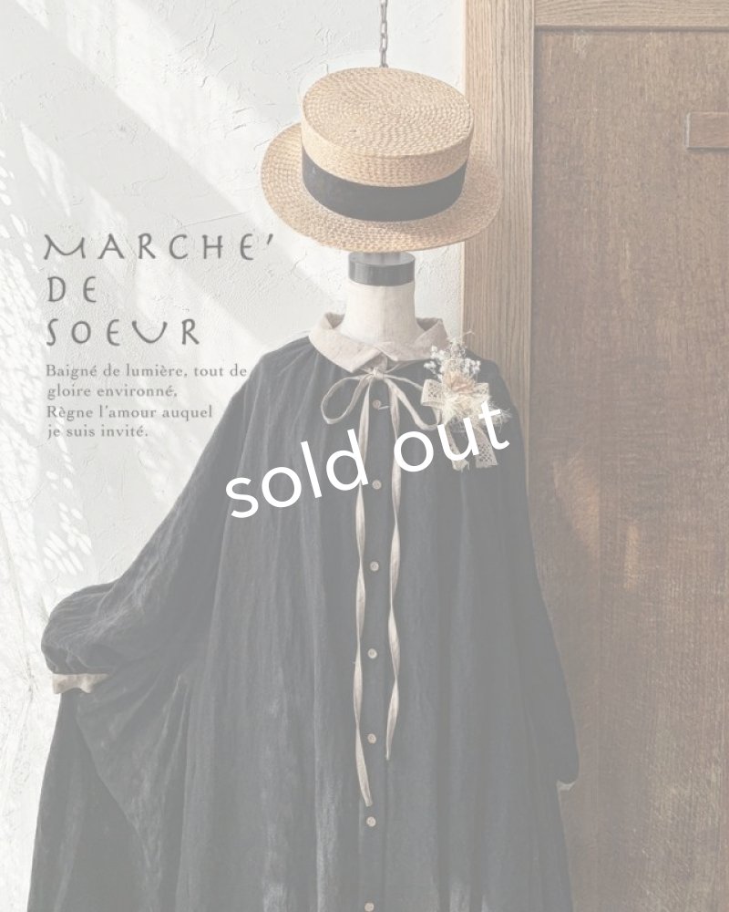 画像3: 【アンティークレースコサージュ付き】MARCHE' DE SOEUR／アンのリボンワンピース・ブラック (3)