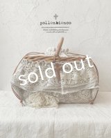 pollenbienco／アンティークレースのウッドハンドルバスケット・B