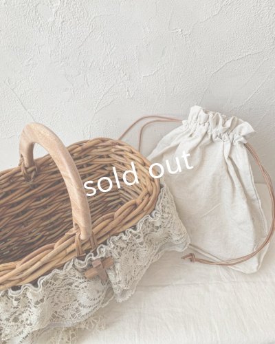 画像8: pollenbienco／アンティークレースのウッドハンドルバスケット・B