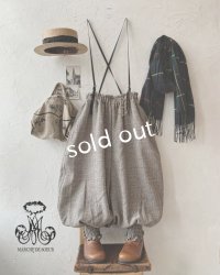 MARCHE' DE SOEUR／シェットランドウールヘリンボーン ピエロパンツ・モカベージュ