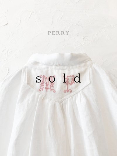 画像1: PERRY/ Lace coller button op ・white