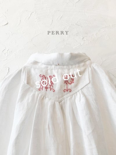 画像1: PERRY/ Lace coller button op ・white