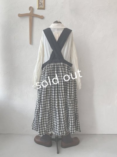 画像7: MARCHE' DE SOEUR/バッククロスワンピース・黒×ギンガム