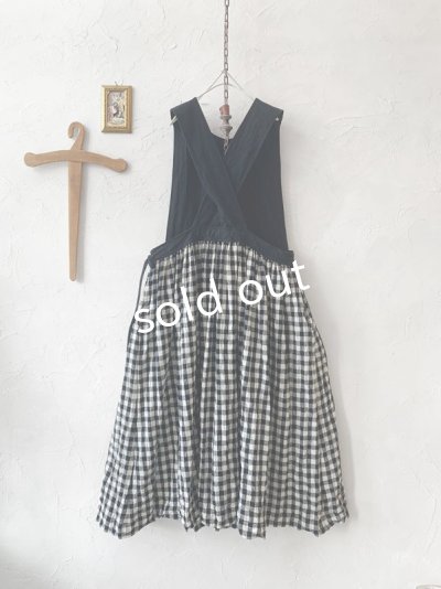 画像4: MARCHE' DE SOEUR/バッククロスワンピース・黒×ギンガム