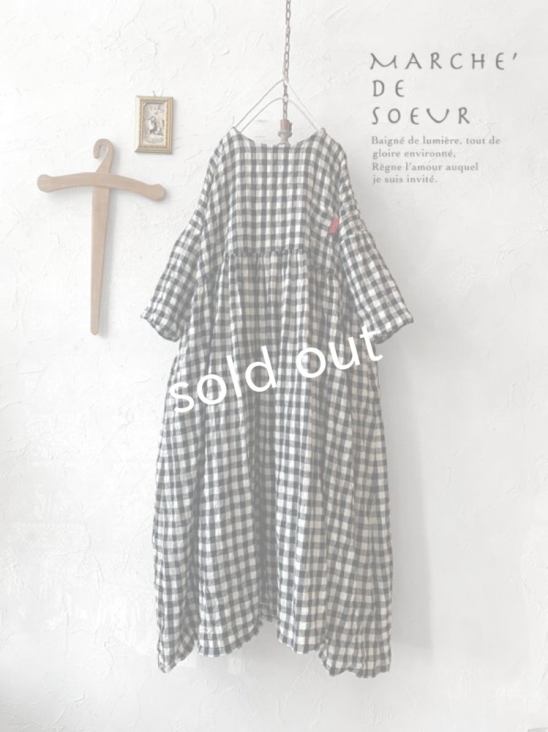 画像1: MARCHE' DE SOEUR／ギャザーワンピース・ギンガムチェック (1)