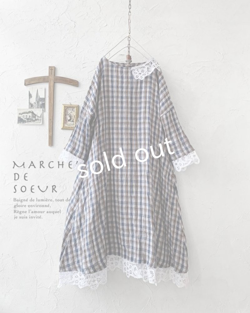 画像4: MARCHE' DE SOEUR／フレンチワンピース・ブルーチェック (4)