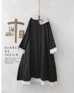 画像3: MARCHE' DE SOEUR／バテンレース付きフレンチワンピース・へリンボンブラック (3)