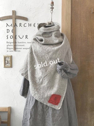 画像2: MARCHE' DE SOEUR／シェットランドウールへリンボーンポンチョ・モカベージュ
