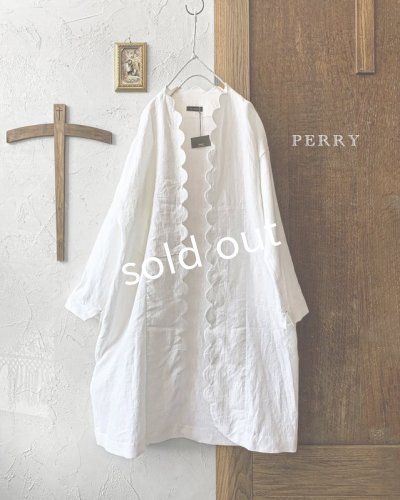 画像2: PERRY/Linen scallop coat・white