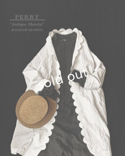 画像1: PERRY/Linen scallop coat・white