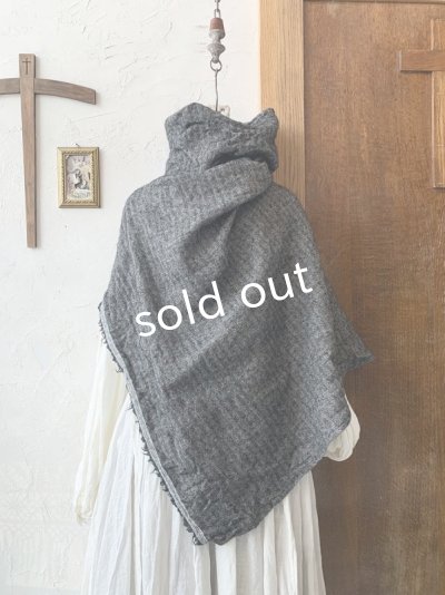 画像8: MARCHE' DE SOEUR／シェットランドウールへリンボーンポンチョ・チャコール