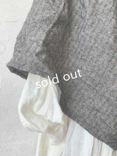 画像5: MARCHE' DE SOEUR／シェットランドウールへリンボーンポンチョ・チャコール