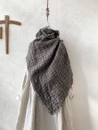 画像9: MARCHE' DE SOEUR／クラシックリネンウールポンチョ・アンティークチェック (9)