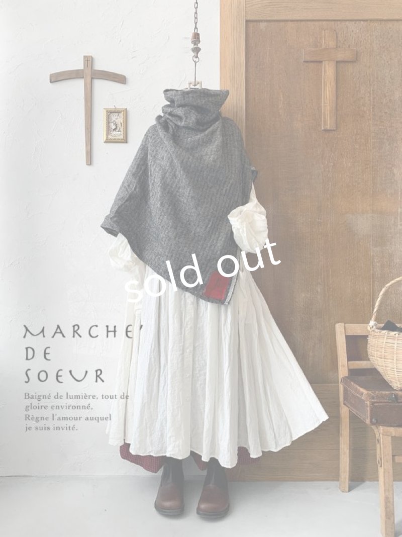 画像1: MARCHE' DE SOEUR／シェットランドウールへリンボーンポンチョ・チャコール (1)
