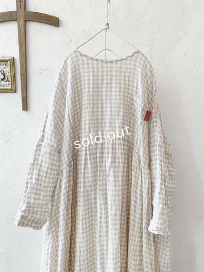 画像2: MARCHE' DE SOEUR／ギャザーワンピース・ベージュチェック