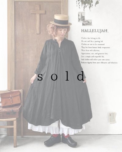 画像1: HALLELUJAH／Robe de femme de chambre 小間使いローブ衿付・black