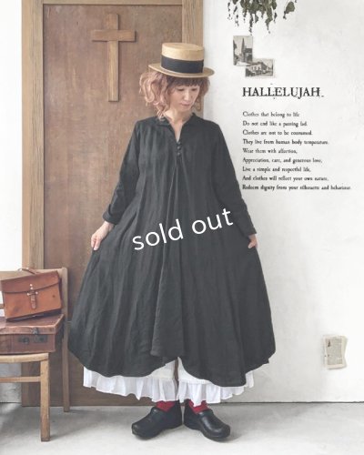 画像1: HALLELUJAH／Robe de femme de chambre 小間使いローブ衿付・black