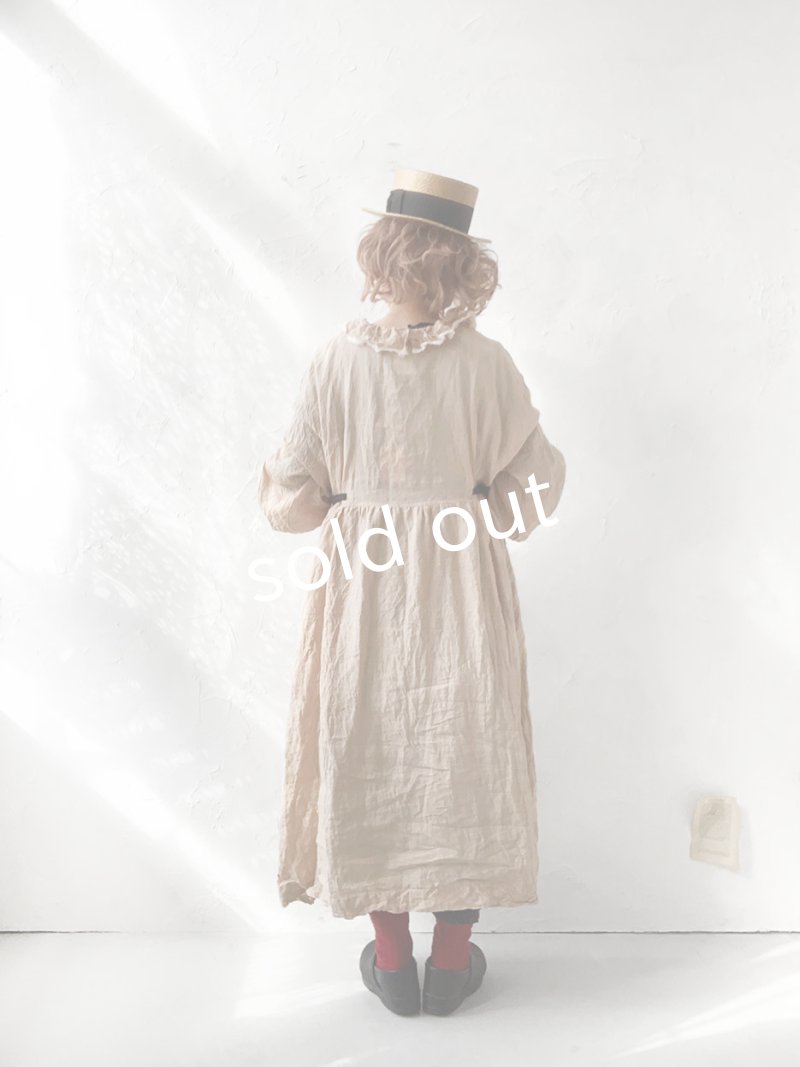 画像12: MARCHE' DE SOEUR／ラッフルウエストリボンワンピース・ソフトベージュ (12)