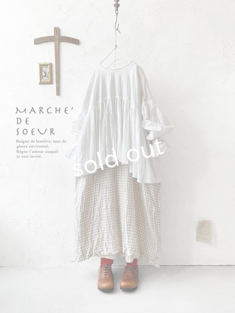 画像1: MARCHE' DE SOEUR／パフスリーブギャザープルオーバー・ホワイト (1)