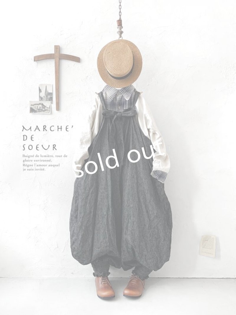画像1: MARCHE' DE SOEUR／ピエロサロペット・杢ブラック (1)