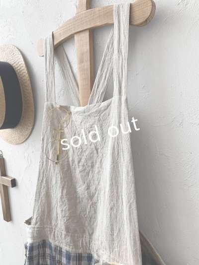 画像6: MARCHE' DE SOEUR／エプロンワンピース・生成り×ブルーチェック