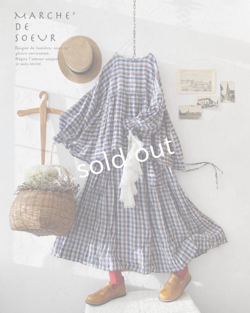画像8: MARCHE' DE SOEUR／ギャザープルオーバー・ブルーチェック (8)
