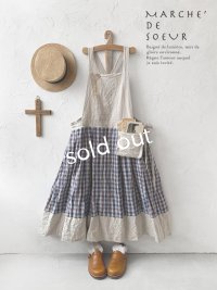MARCHE' DE SOEUR／エプロンワンピース・生成り×ブルーチェック