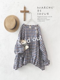 MARCHE' DE SOEUR／ギャザープルオーバー・ブルーチェック