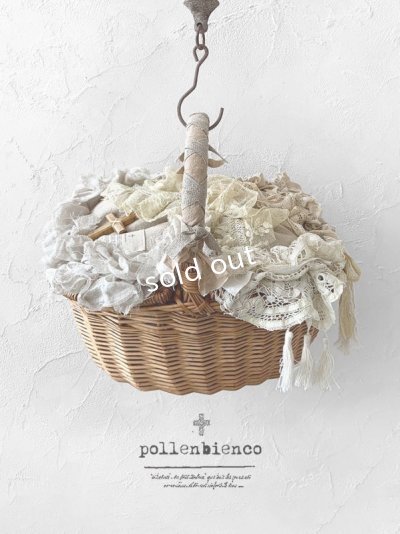 画像1: pollenbienco／アンティークレースのバスケット