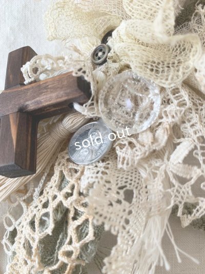 画像3: pollenbienco／アンティークレースと十字架のネックレス