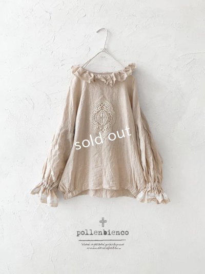 画像1: pollenbienco／アンティークレースのラッフルプルオーバー