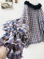 画像5: MARCHE' DE SOEUR／ラッフルバルーンプルオーバー・ブルーチェック (5)