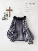 画像1: MARCHE' DE SOEUR／ラッフルバルーンプルオーバー・ブルーチェック (1)