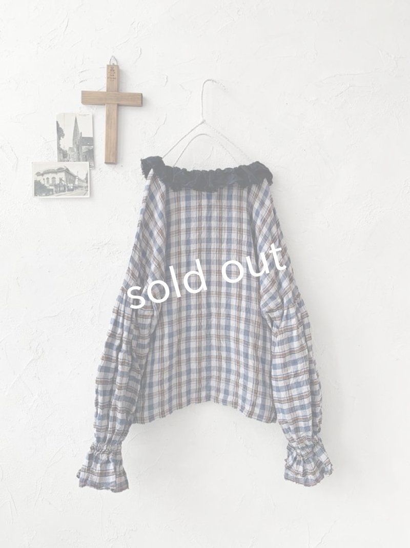 画像8: MARCHE' DE SOEUR／ラッフルバルーンプルオーバー・ブルーチェック (8)