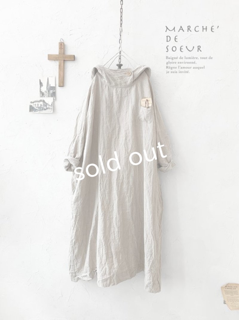 画像1: MARCHE' DE SOEUR／フードワンピース・生成り (1)