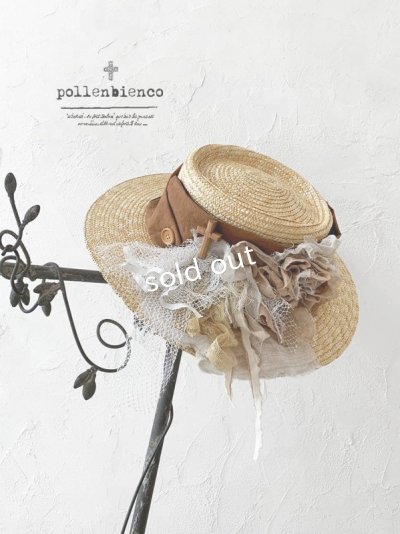 画像1: pollenbienco／アンティークレースの帽子・D