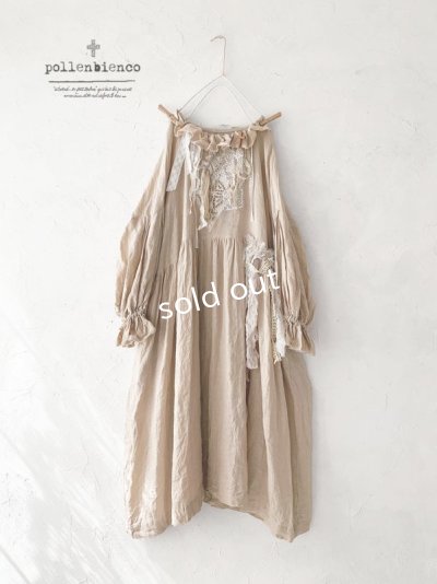 画像1: pollenbienco／アンティークレースのラッフルワンピース