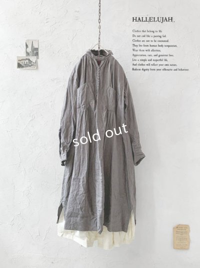 画像1: HALLELUJAH／1890's Bourgeron 羊飼いシャツワンピース・gray