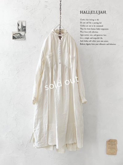 画像1: HALLELUJAH／1890's Bourgeron 羊飼いシャツワンピース・off-white