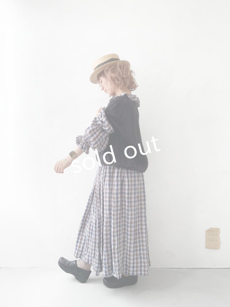 画像13: MARCHE' DE SOEUR／ラッフルバルーンプルオーバー・黒×ブルーチェック (13)