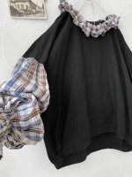 画像7: MARCHE' DE SOEUR／ラッフルバルーンプルオーバー・黒×ブルーチェック (7)