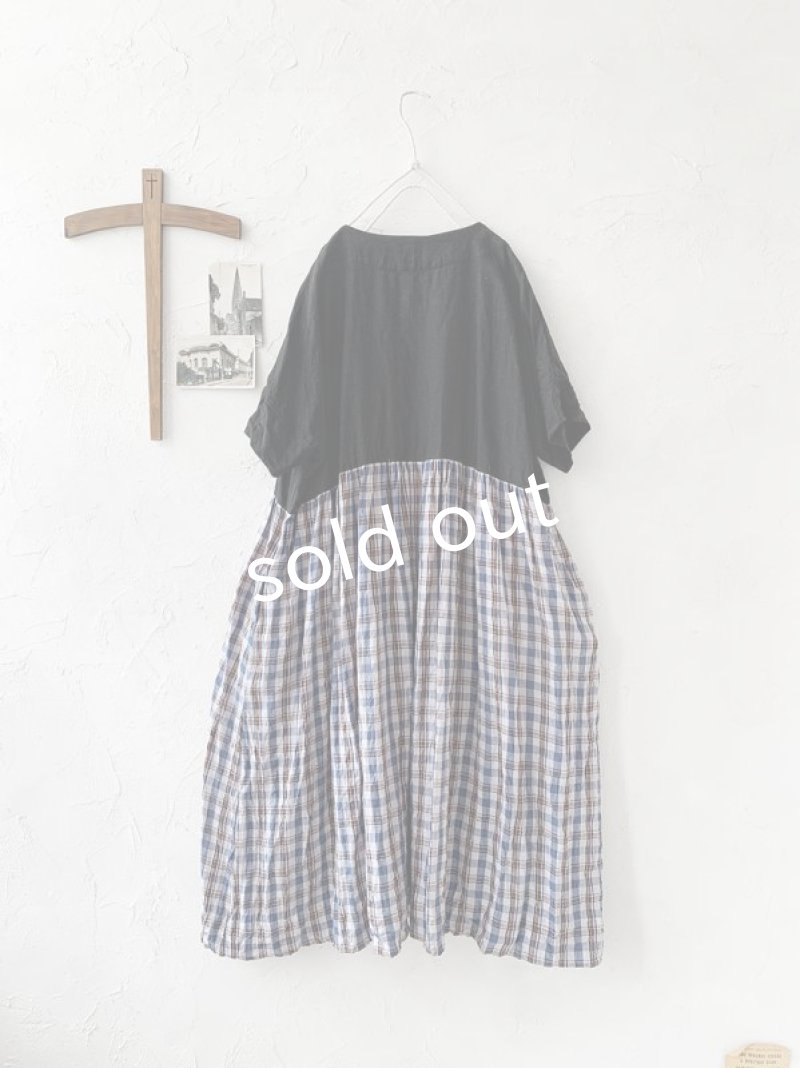 画像7: MARCHE' DE SOEUR／ポケットワンピース・黒×チェック (7)