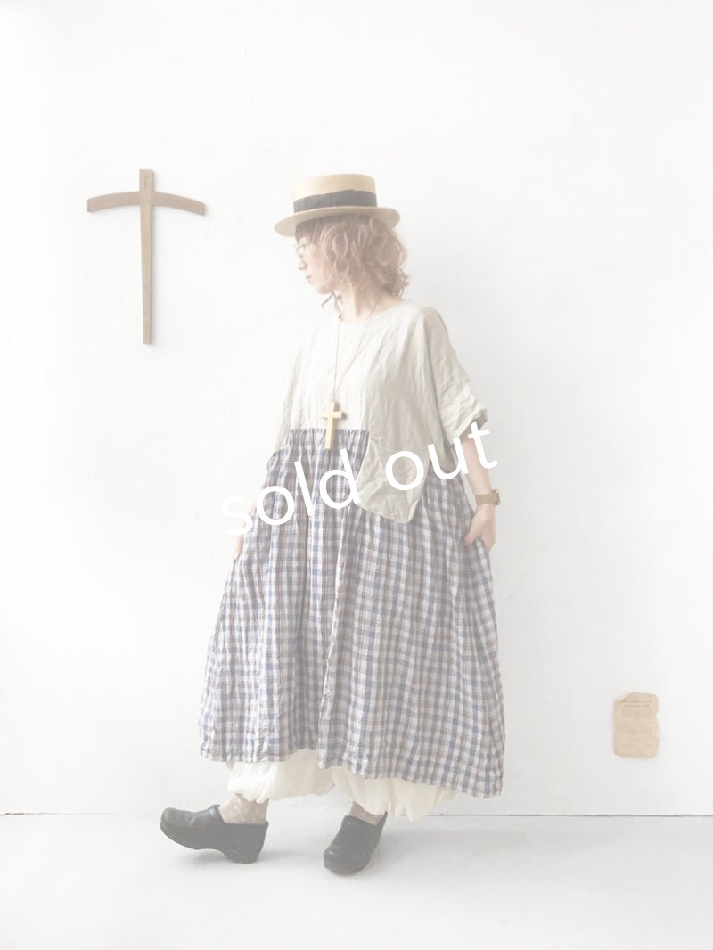 画像8: MARCHE' DE SOEUR／ポケットワンピース・生成り×チェック (8)